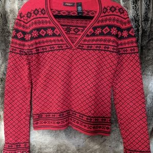 Red and black DKNY sweater